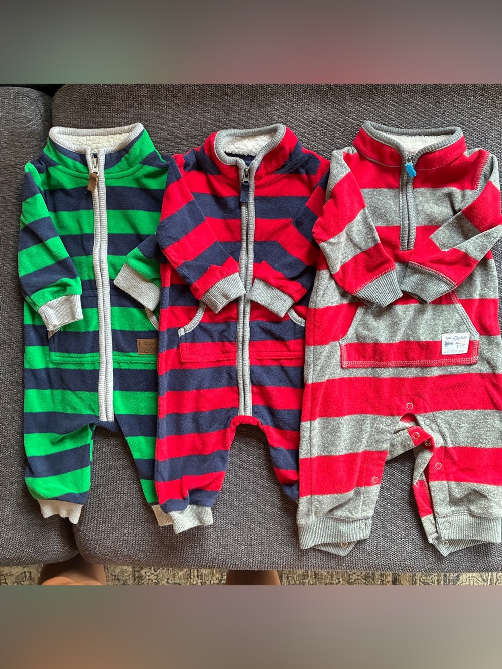 NWOT Baby Boy Fall Winter Fleece One Piece Bundle. 6M Carter’s